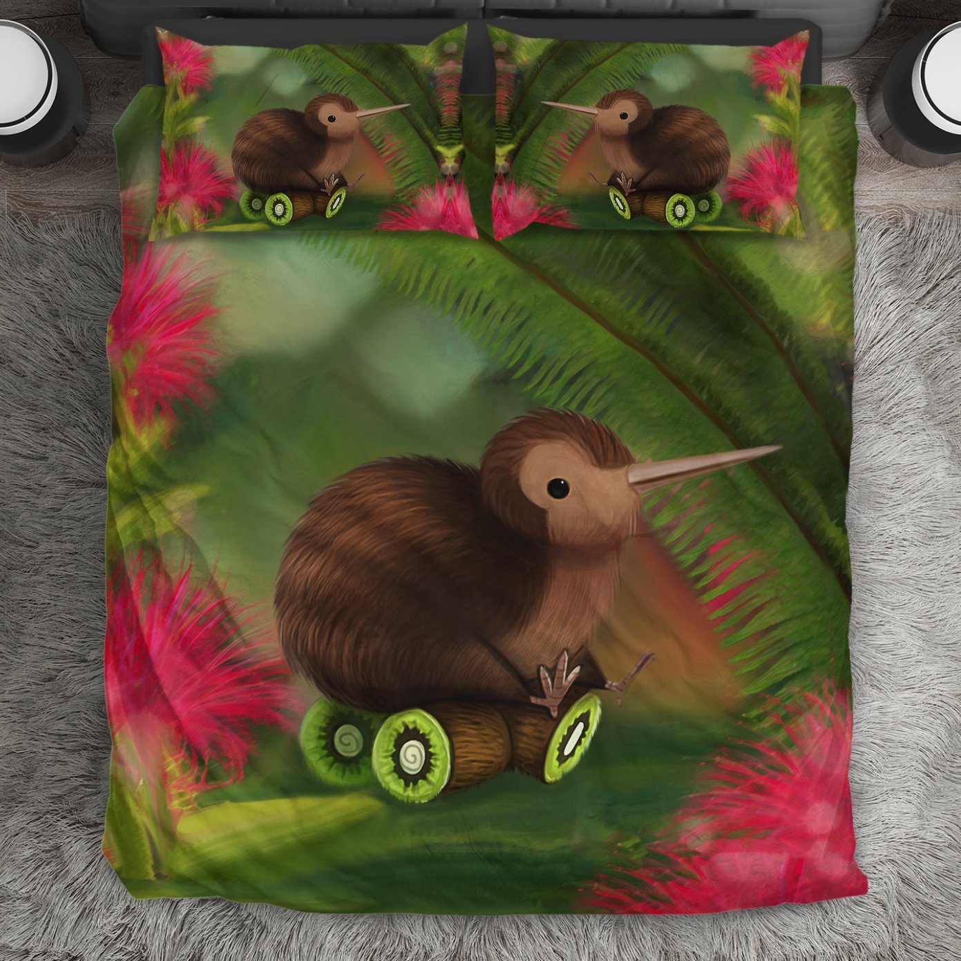 New Zealand Kiwi Bird Bedding Set, Silver Fern Duvet Cover And Pillow Case - Vibe Hoodie Shop