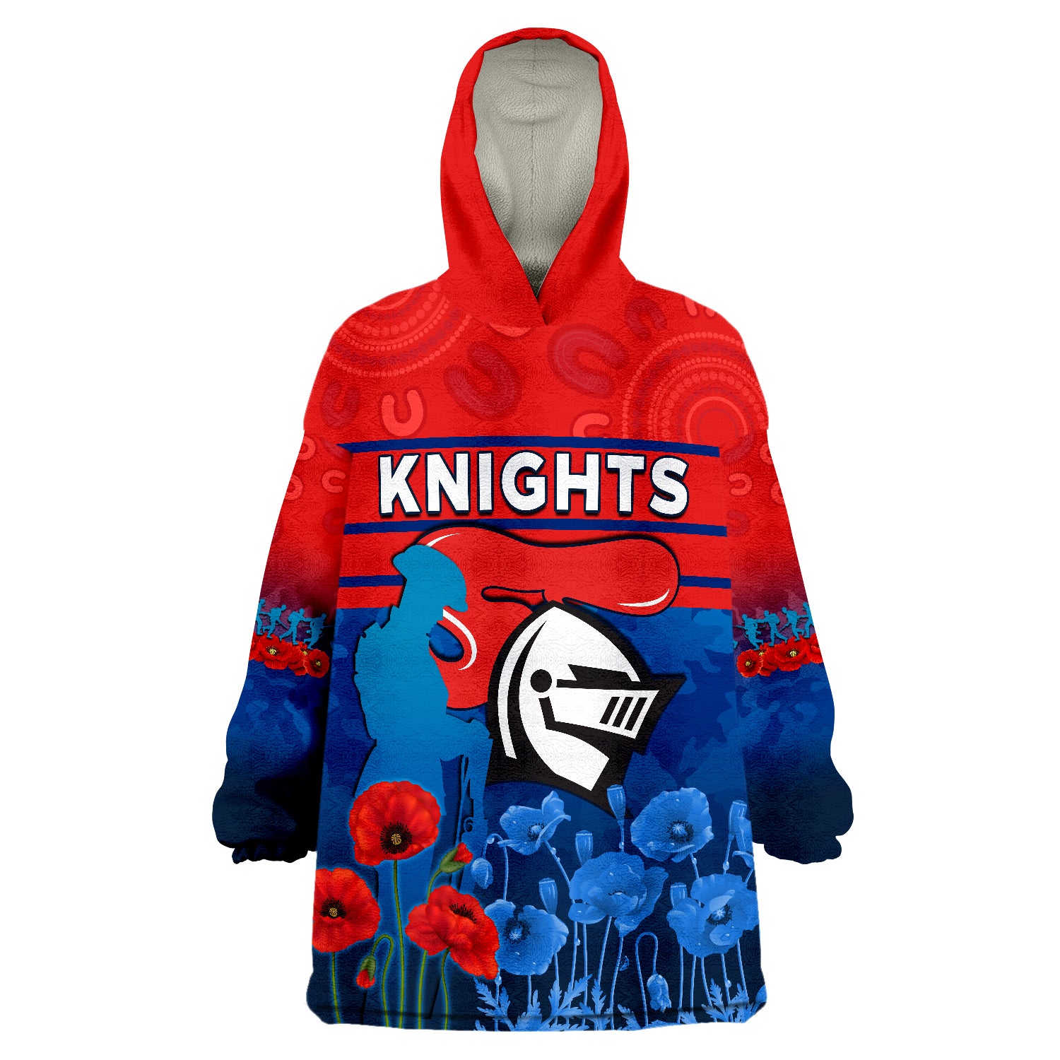 Knights ANZAC 2022 Novocastrians Lest We Forget Wearable Blanket Hoodie - Vibe Hoodie Shop