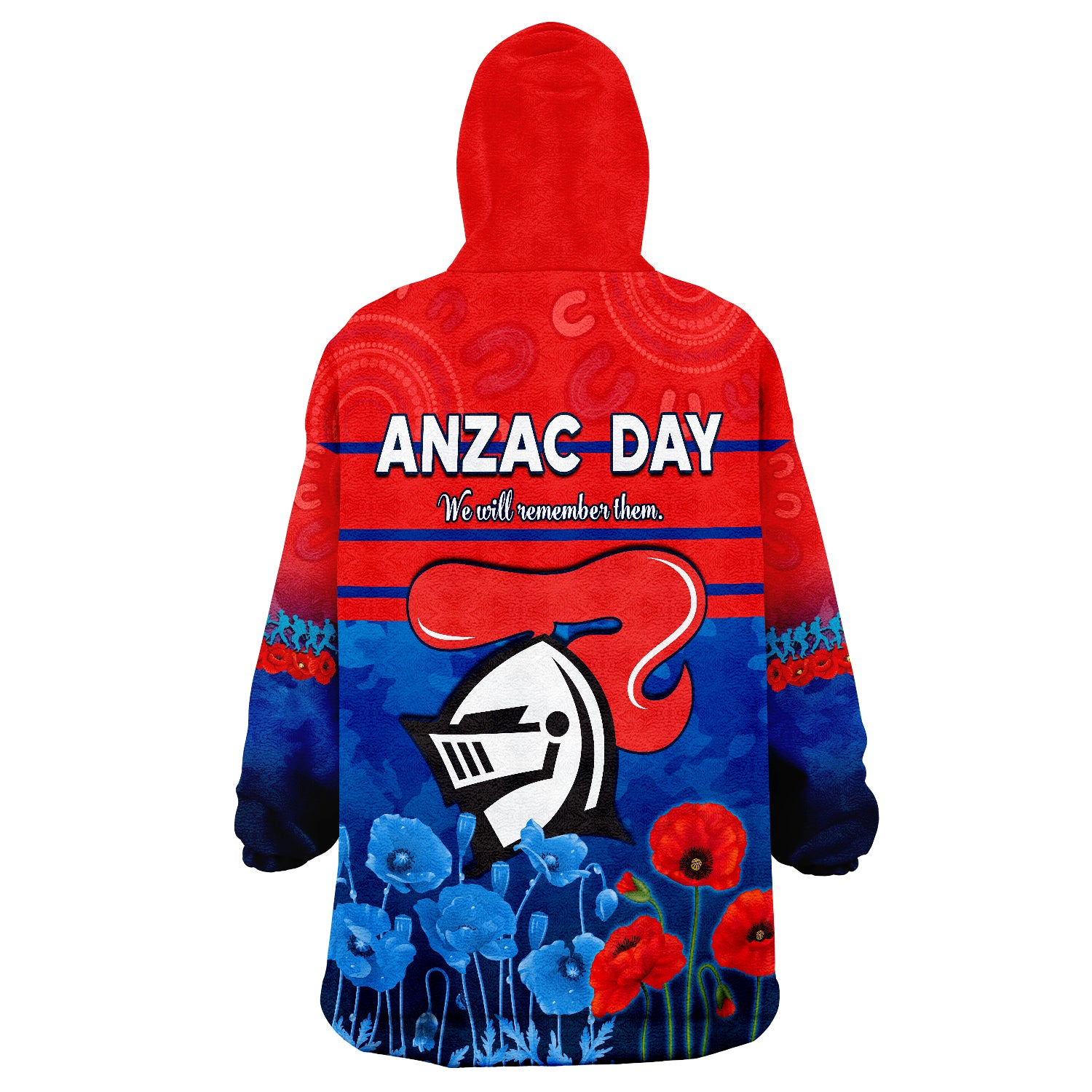 Knights ANZAC 2022 Novocastrians Lest We Forget Wearable Blanket Hoodie - Vibe Hoodie Shop