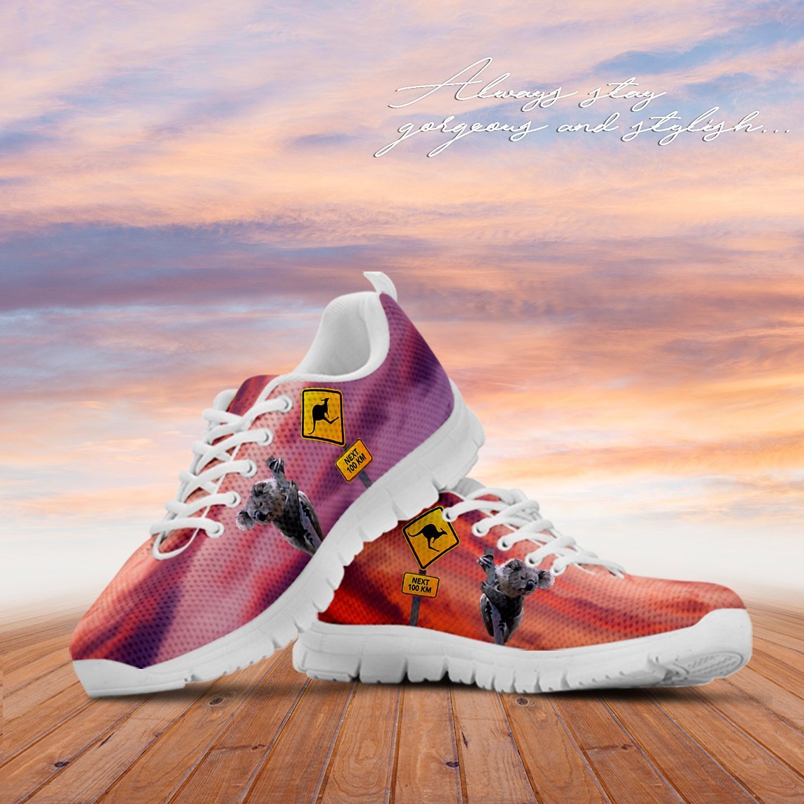 Sneakers - Koala Shoes Kangaroo Sign Landscape Art Ver01 - Unisex - Vibe Hoodie Shop