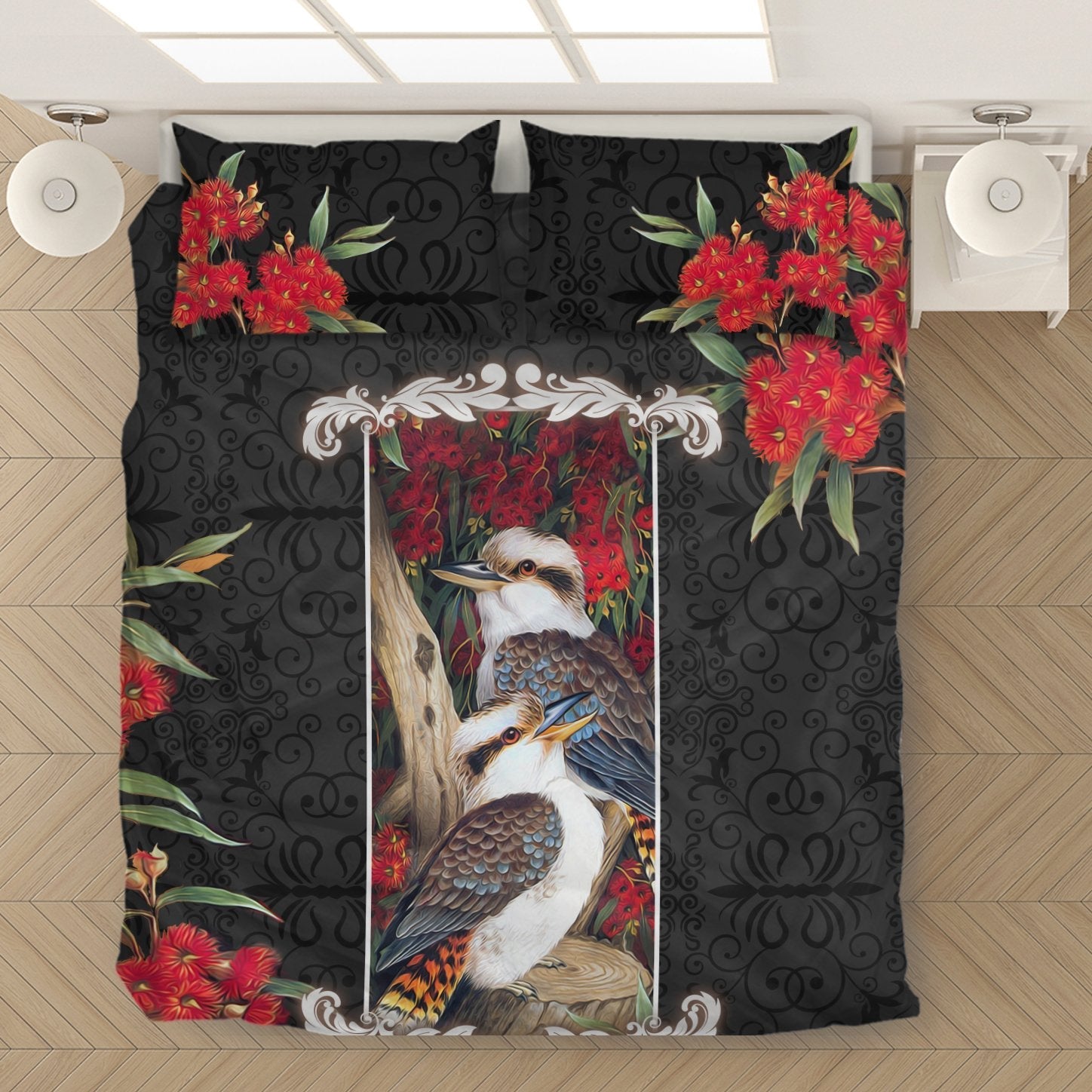 Bedding Sets - Kookaburra Bed Waratah Flowers Patterns Sets - Vibe Hoodie Shop