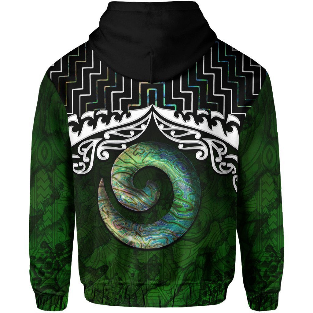 New Zealand Maori Hoodie, Poutama Koru Paua Shell Pullover Hoodie - Vibe Hoodie Shop