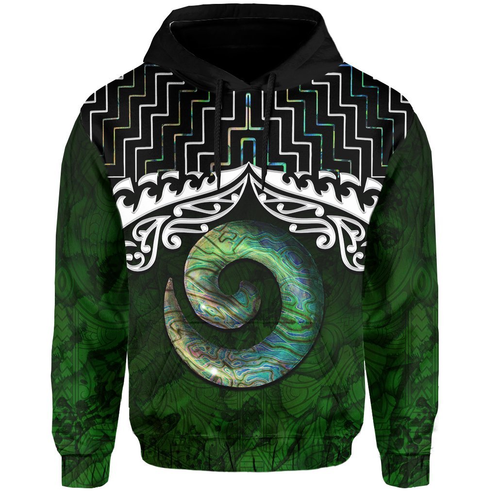 New Zealand Maori Zip Up Hoodie, Poutama Koru Paua Shell Zipper Hoodie - Vibe Hoodie Shop