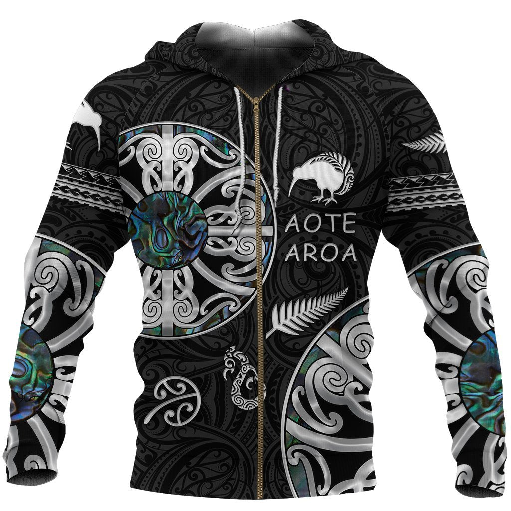 New Zealand Aotearoa Zip Hoodie, Maori Mangopare Paua Shell Zipper Hoodie - Vibe Hoodie Shop