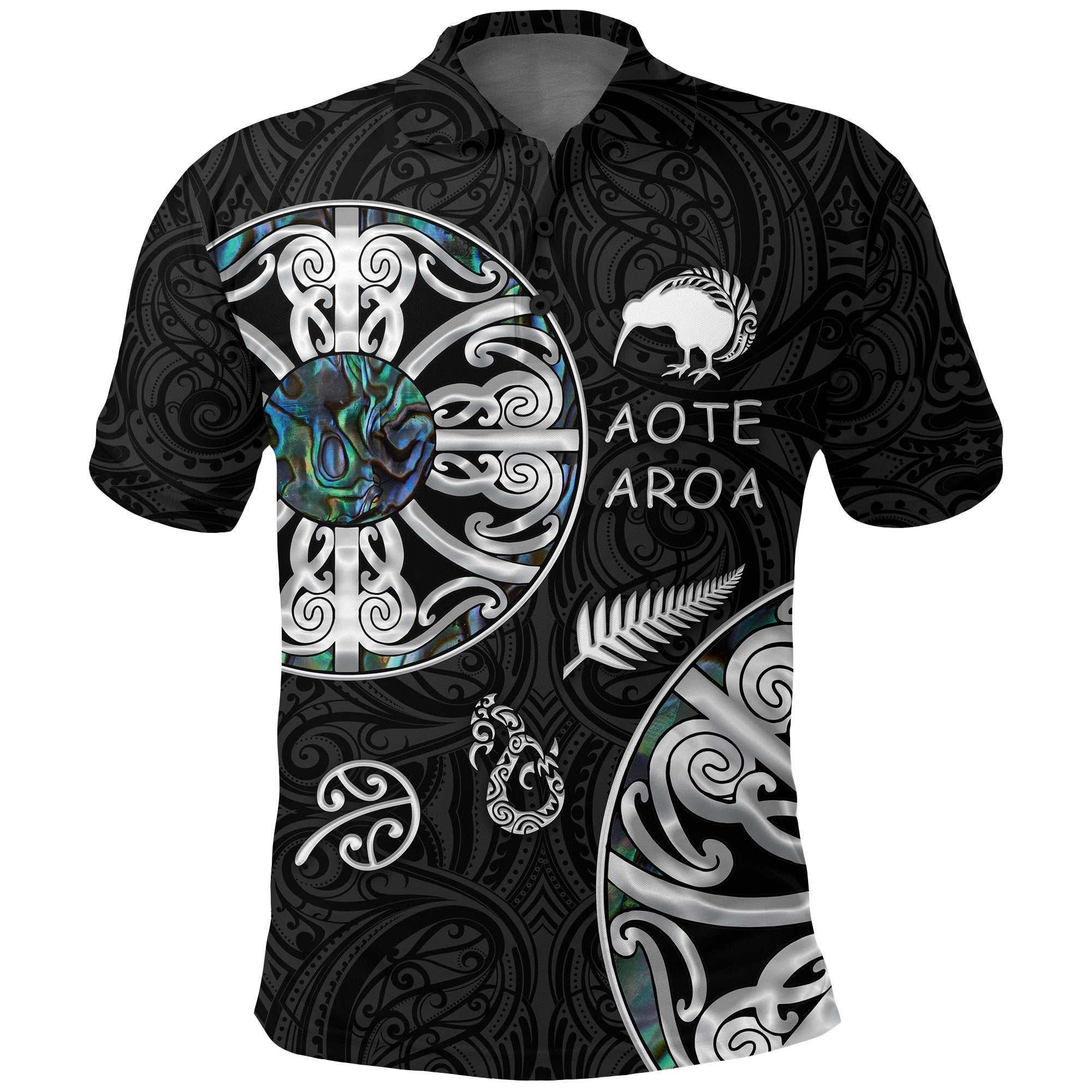 New Zealand Aotearoa Shirt, Maori Mangopare Paua Shell Polo Shirt - Vibe Hoodie Shop