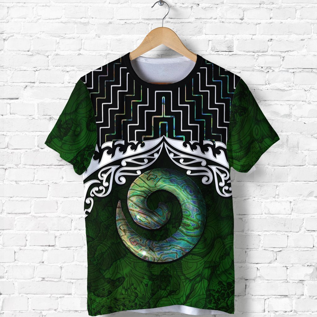 New Zealand Maori Shirt, Poutama Koru Paua Shell T shirt - Vibe Hoodie Shop