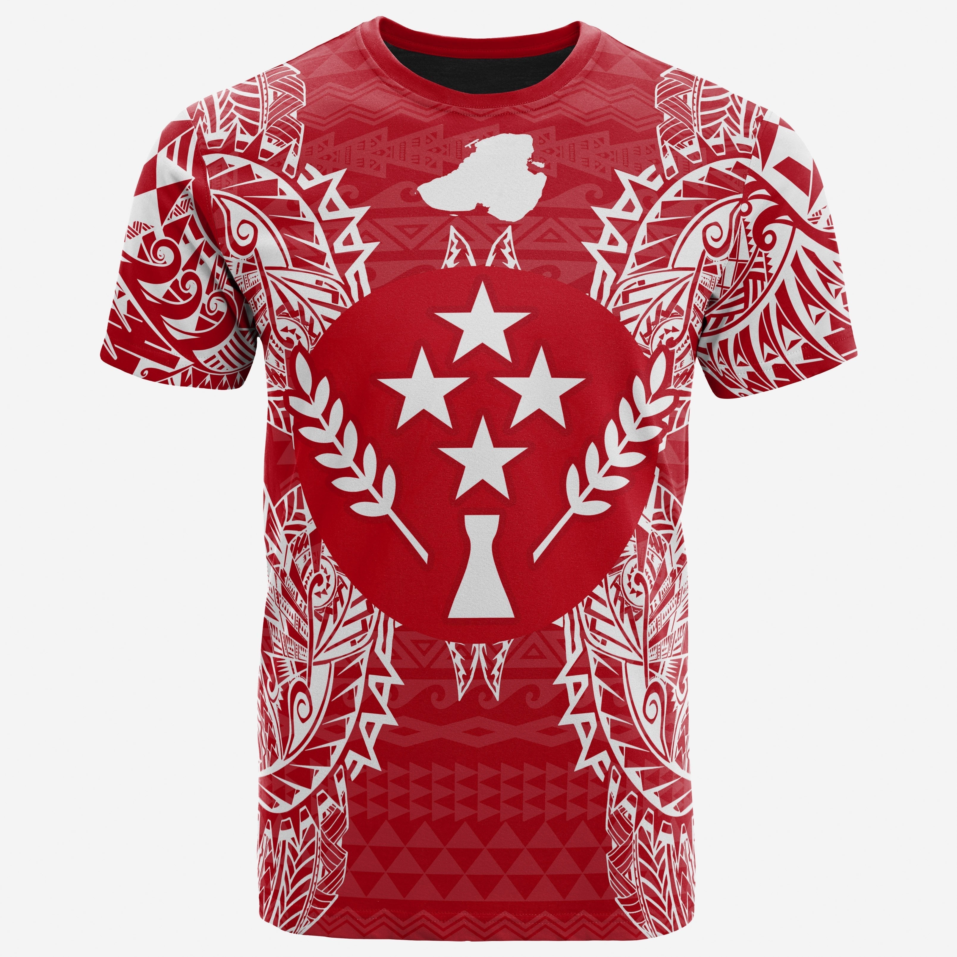 Vibe Hoodie Kosrae All T shirt - Kosrae Flag Map Polynesian Tattoo Red White - Vibe Hoodie Shop