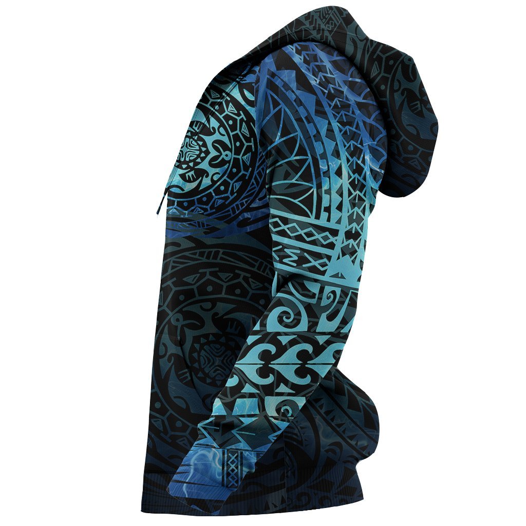 Maori Turtle Tattoo Hoodie, New Zealand Pullover Hoodie - Vibe Hoodie Shop