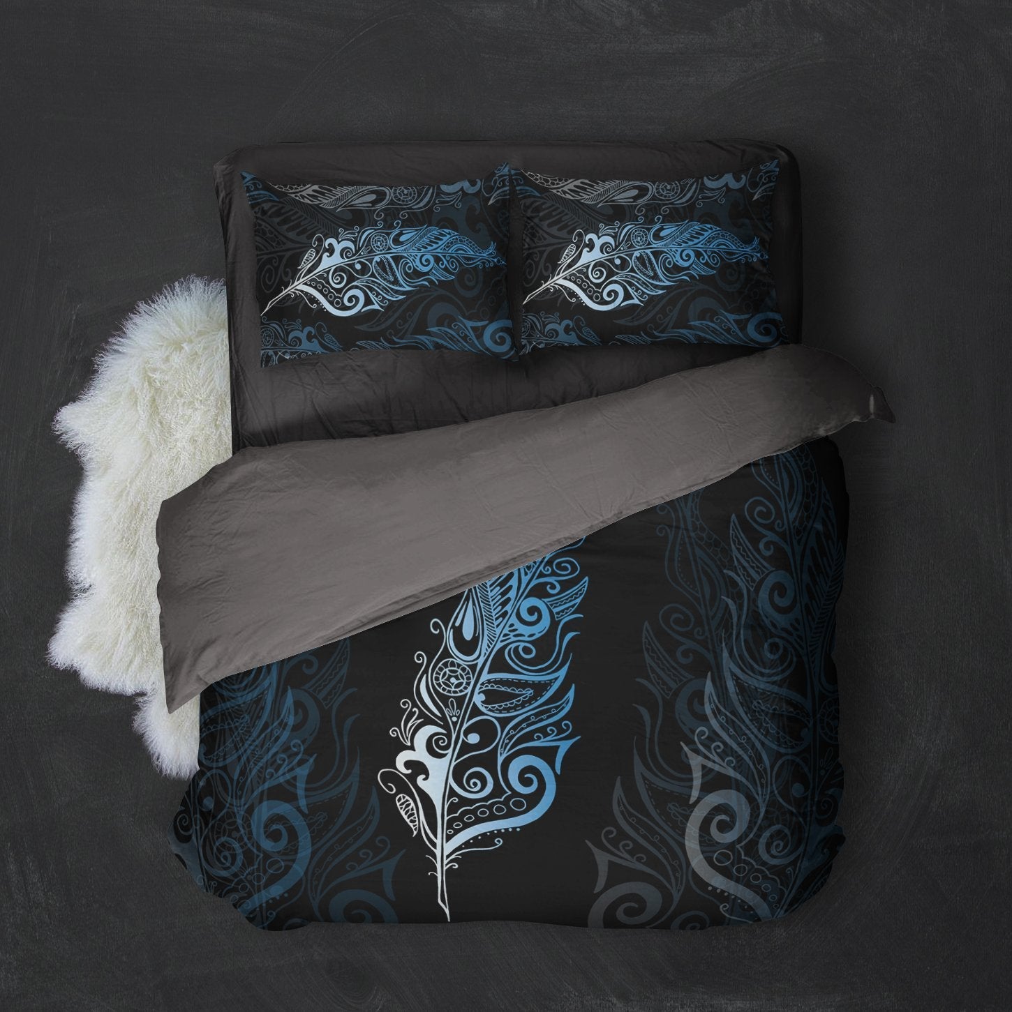 Light Silver Fern New Zealand Bedding Set - Sky Blue - Vibe Hoodie Shop