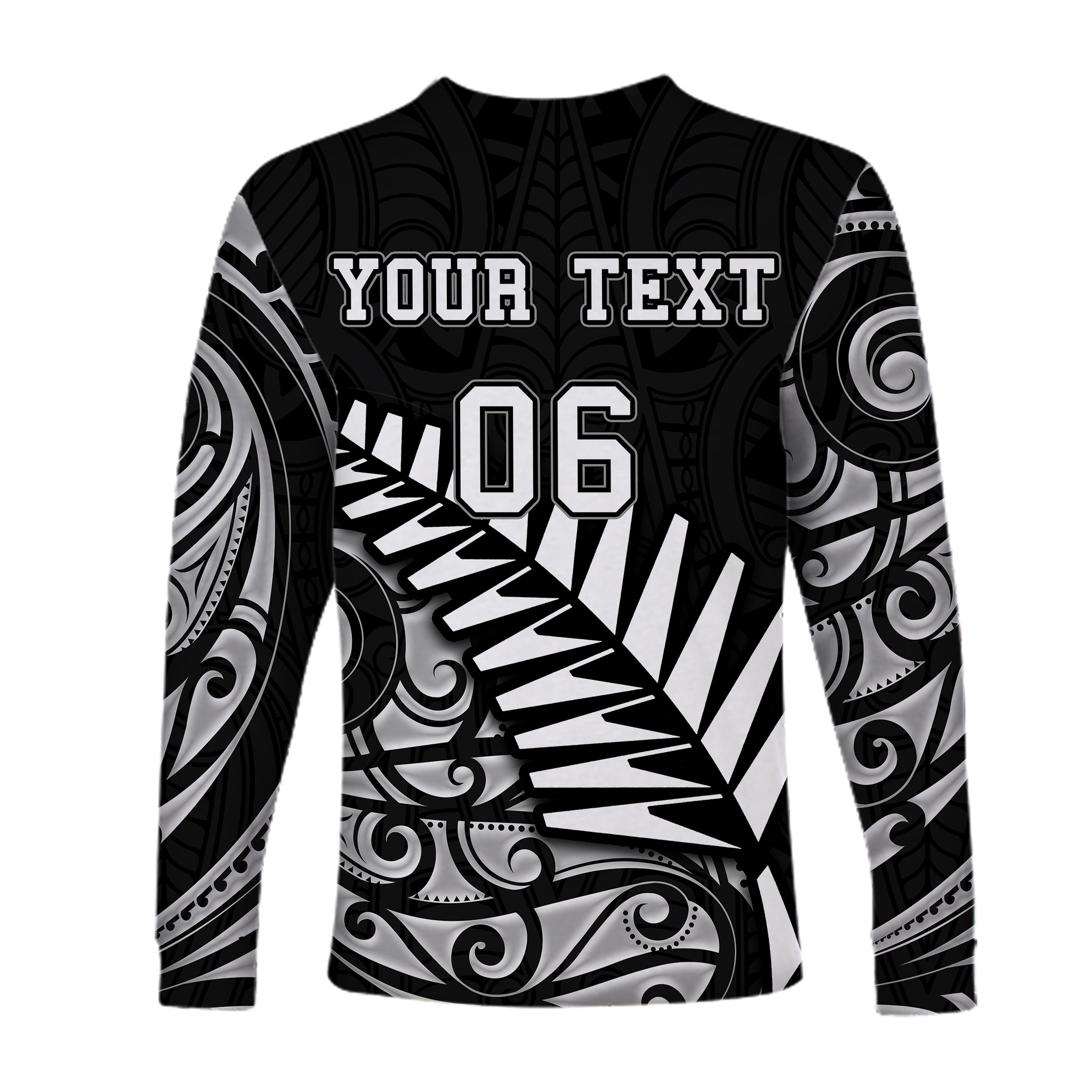 (Custom Personalised And Number) New Zealand National Cricket Team Long Sleeve Shirts Maori Patterns - Vibe Hoodie Shop