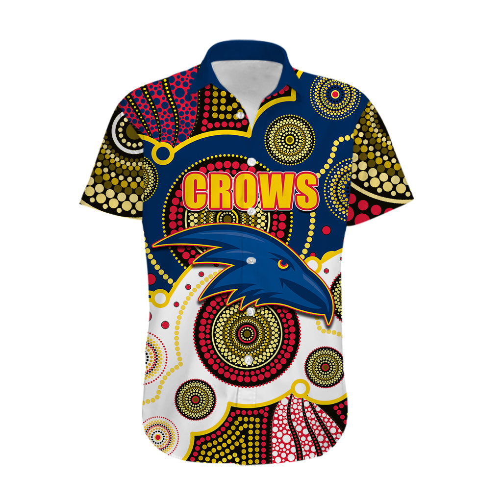 (Custom Personalised And Number) Crows AFL Hawaiian Shirt Aboriginal Patterns - Vibe Hoodie Shop