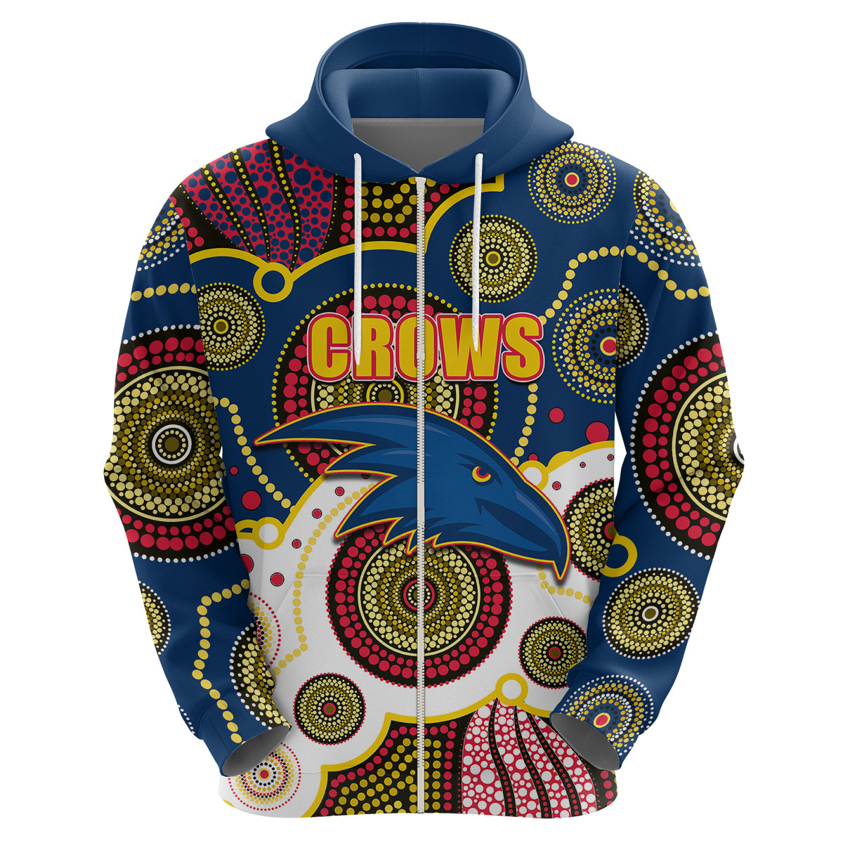(Custom Personalised And Number) Crows AFL Hoodie Aboriginal Patterns LT6 - Vibe Hoodie Shop