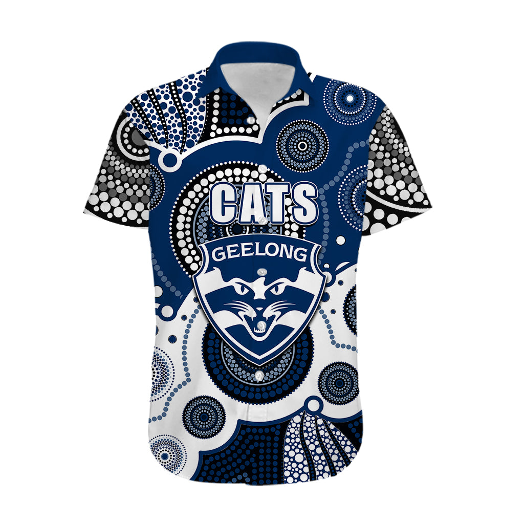 (Custom Personalised And Number) Cats AFL Hawaiian Shirt Aboriginal Patterns - Vibe Hoodie Shop