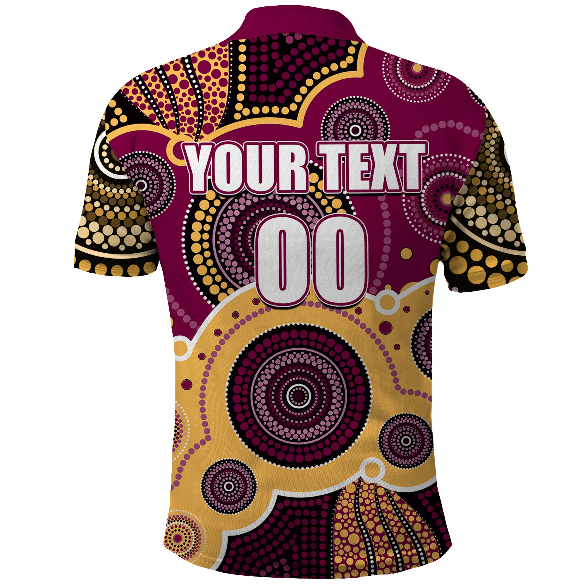 (Custom Personalised And Number) Lions AFL Polo Shirt Aboriginal Patterns - Vibe Hoodie Shop