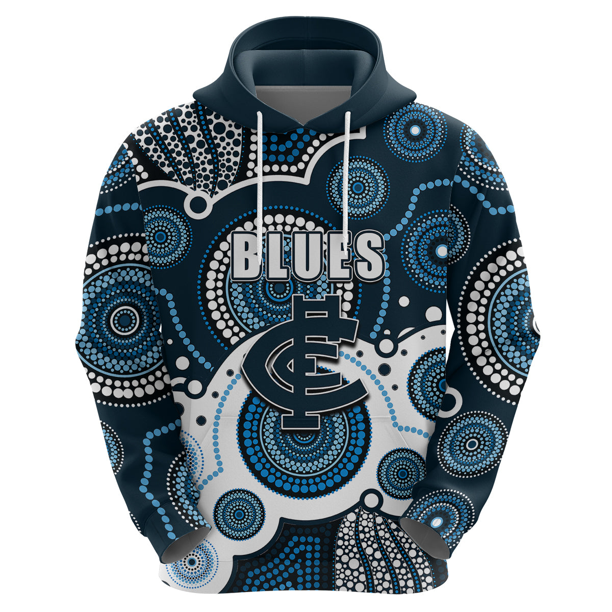 (Custom Personalised And Number) Blues AFL Hoodie Aboriginal Patterns LT6 - Vibe Hoodie Shop