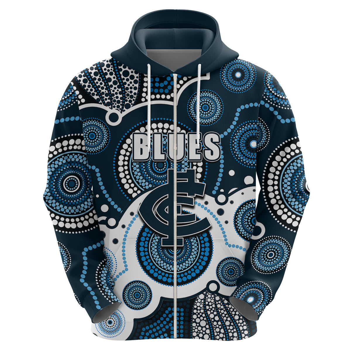 (Custom Personalised And Number) Blues AFL Hoodie Aboriginal Patterns LT6 - Vibe Hoodie Shop