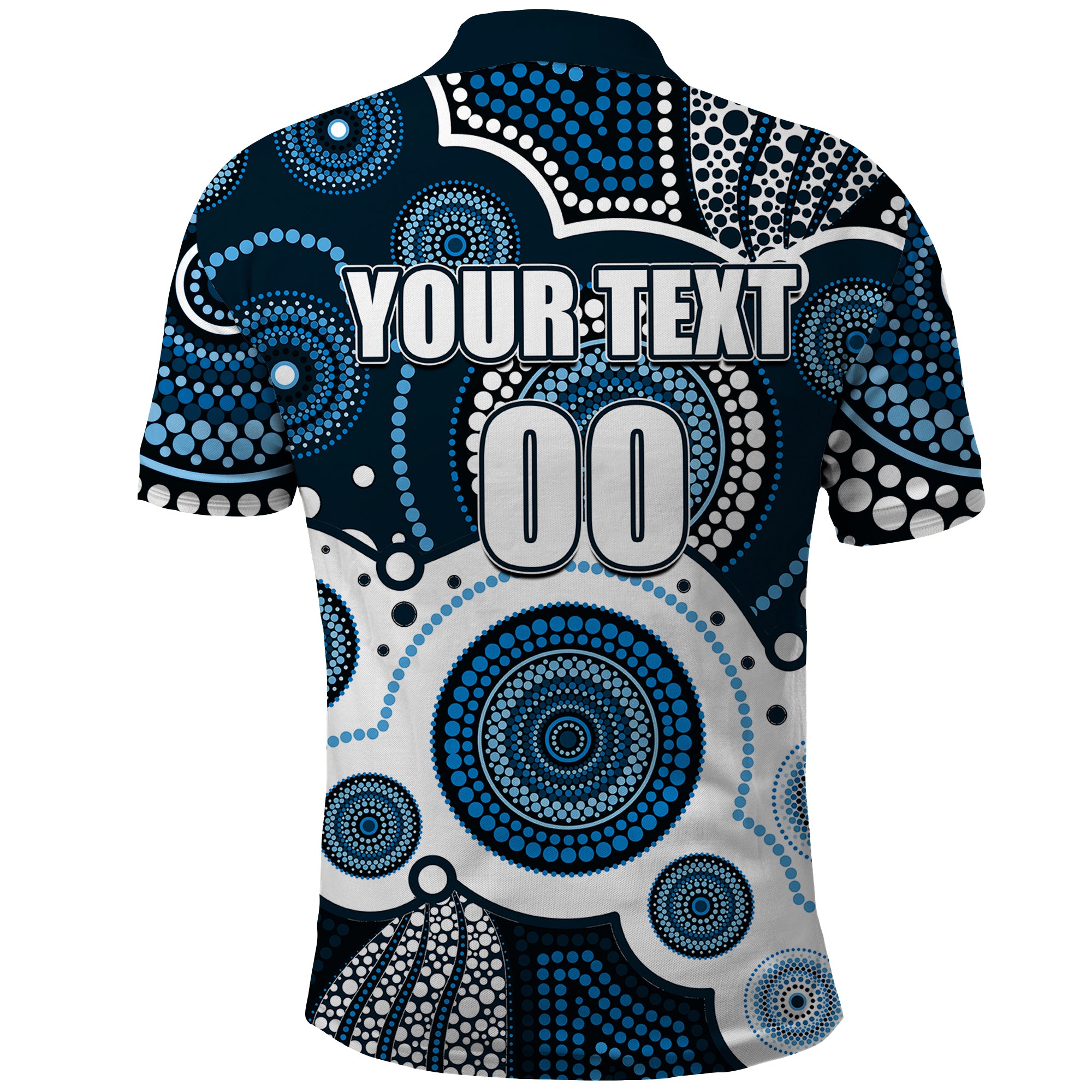 (Custom Personalised And Number) Blues AFL Polo Shirt Aboriginal Patterns - Vibe Hoodie Shop