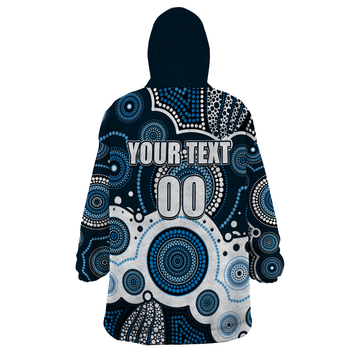 (Custom Personalised And Number) Blues AFL Wearable Blanket Hoodie Aboriginal Patterns - Vibe Hoodie Shop