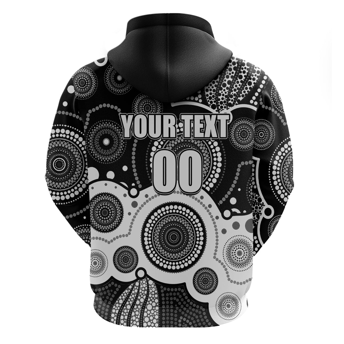 (Custom Personalised And Number) Magpies AFL Hoodie Aboriginal Patterns LT6 - Vibe Hoodie Shop