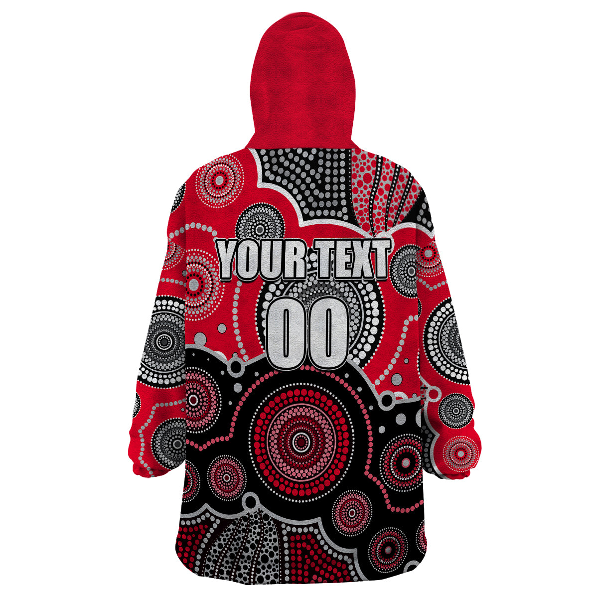 (Custom Personalised And Number) Bombers AFL Wearable Blanket Hoodie Aboriginal Patterns - Vibe Hoodie Shop