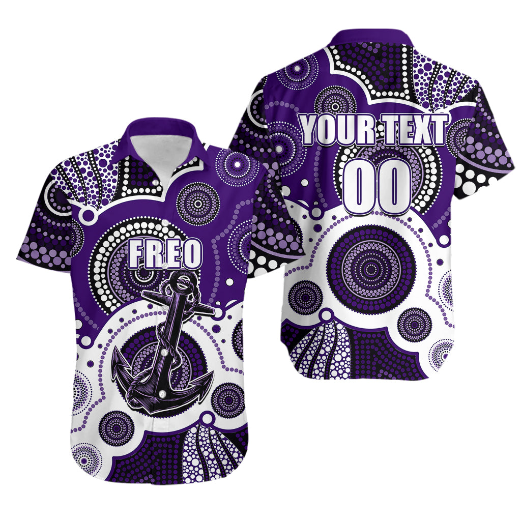 (Custom Personalised And Number) Freo AFL Hawaiian Shirt Aboriginal Patterns - Vibe Hoodie Shop