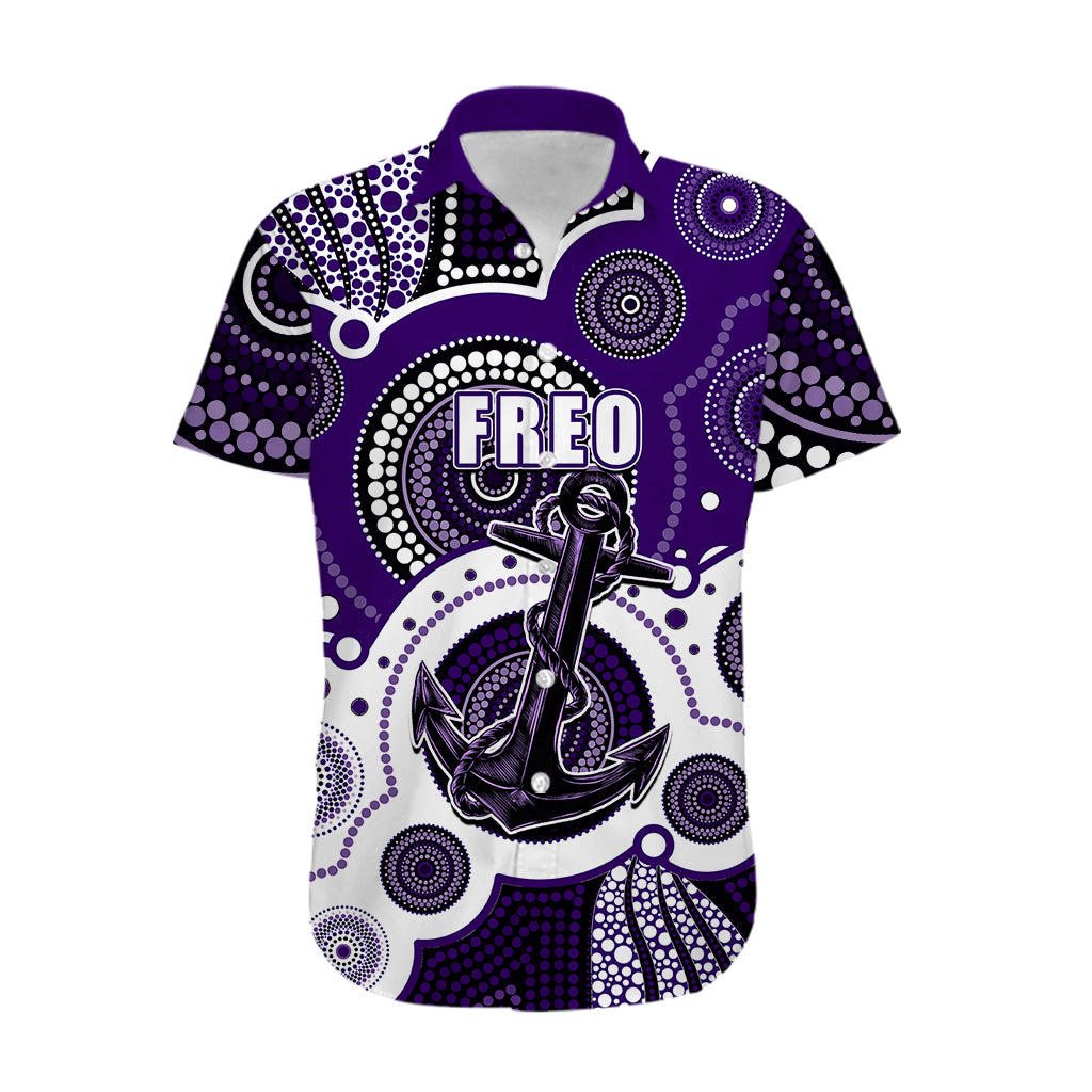(Custom Personalised And Number) Freo AFL Hawaiian Shirt Aboriginal Patterns - Vibe Hoodie Shop