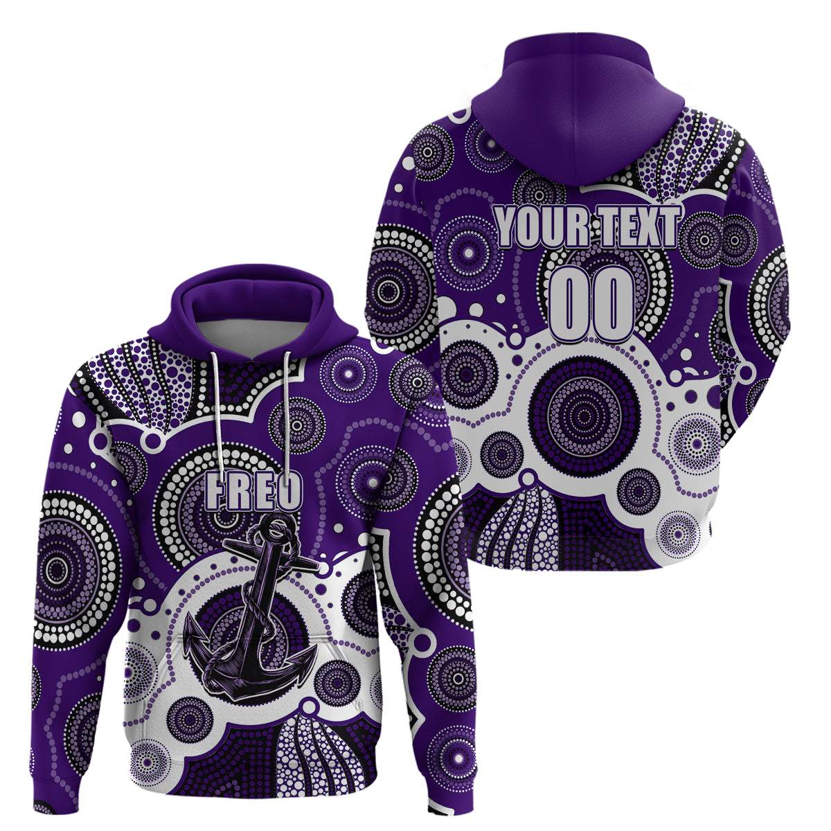 (Custom Personalised And Number) Freo AFL Hoodie Aboriginal Patterns LT6 - Vibe Hoodie Shop