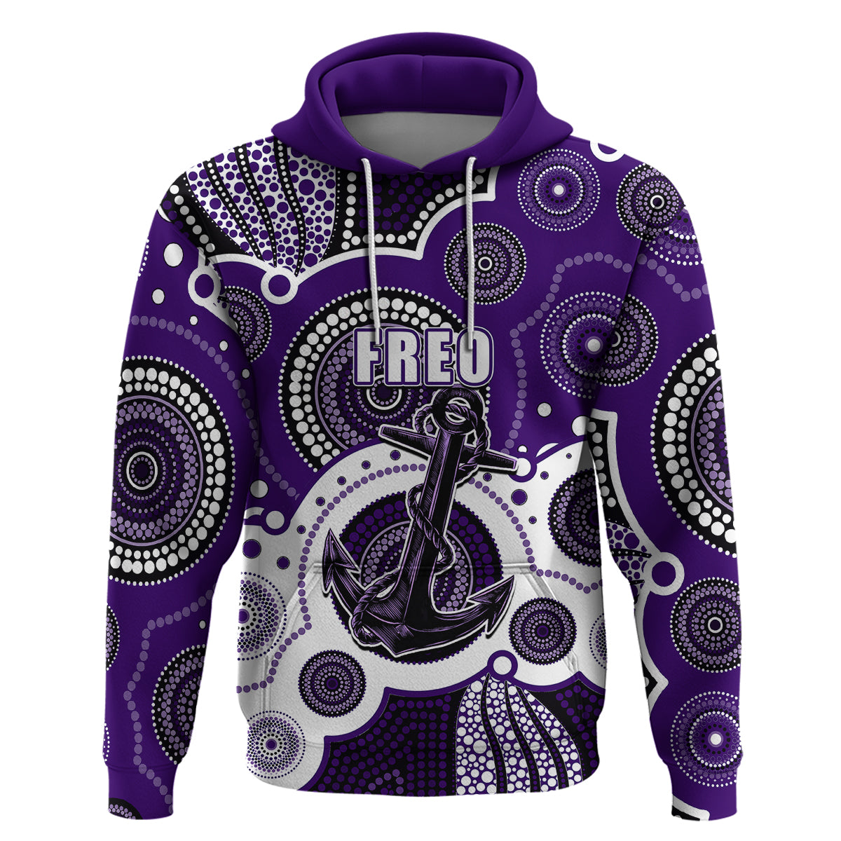 (Custom Personalised And Number) Freo AFL Hoodie Aboriginal Patterns LT6 - Vibe Hoodie Shop