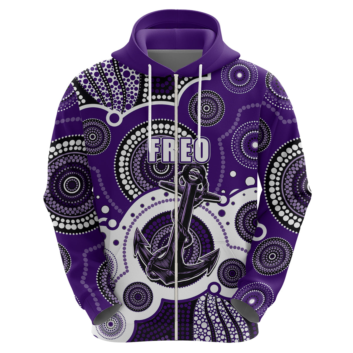 (Custom Personalised And Number) Freo AFL Hoodie Aboriginal Patterns LT6 - Vibe Hoodie Shop