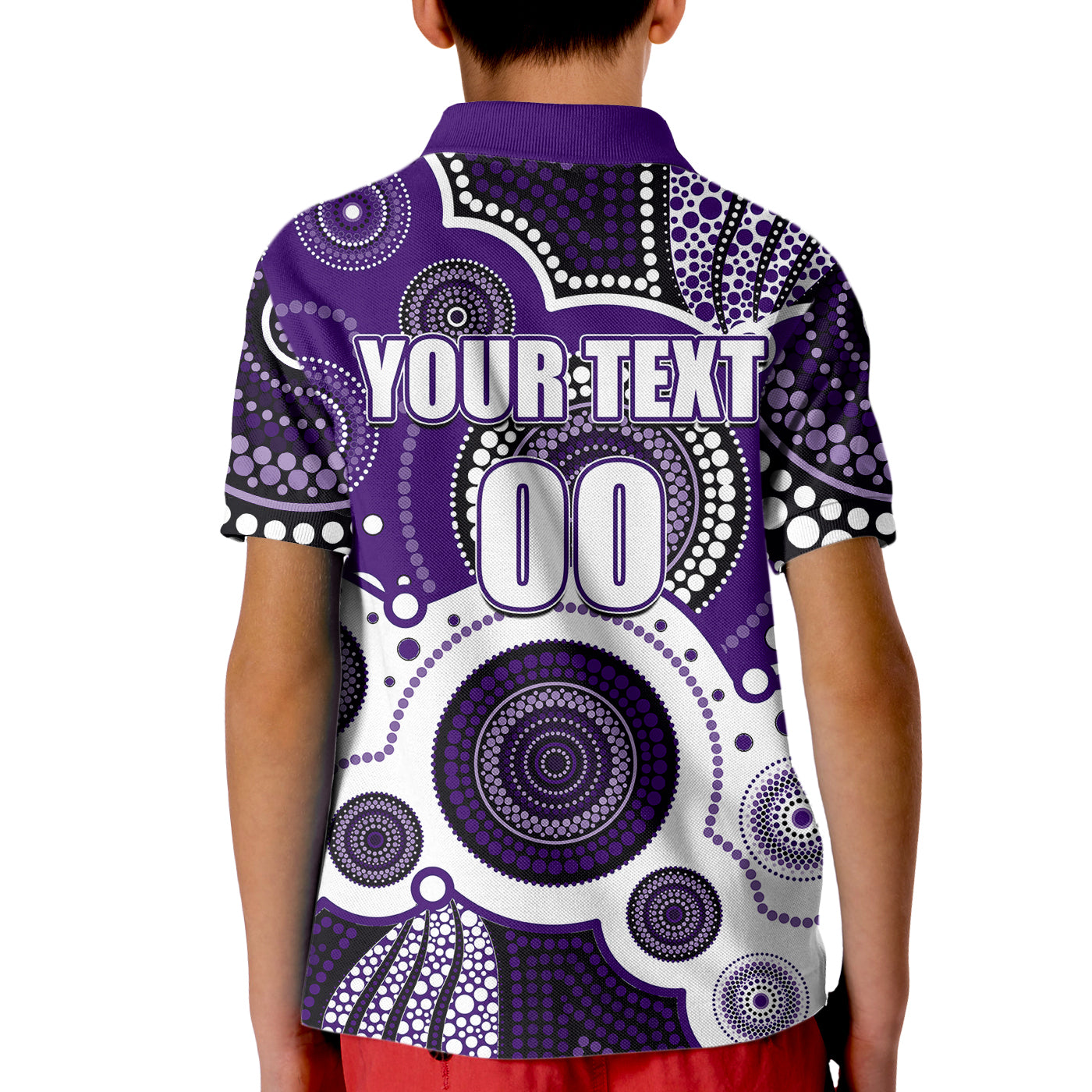 (Custom Personalised And Number) Freo AFL Kid Polo Shirt Aboriginal Patterns - Vibe Hoodie Shop