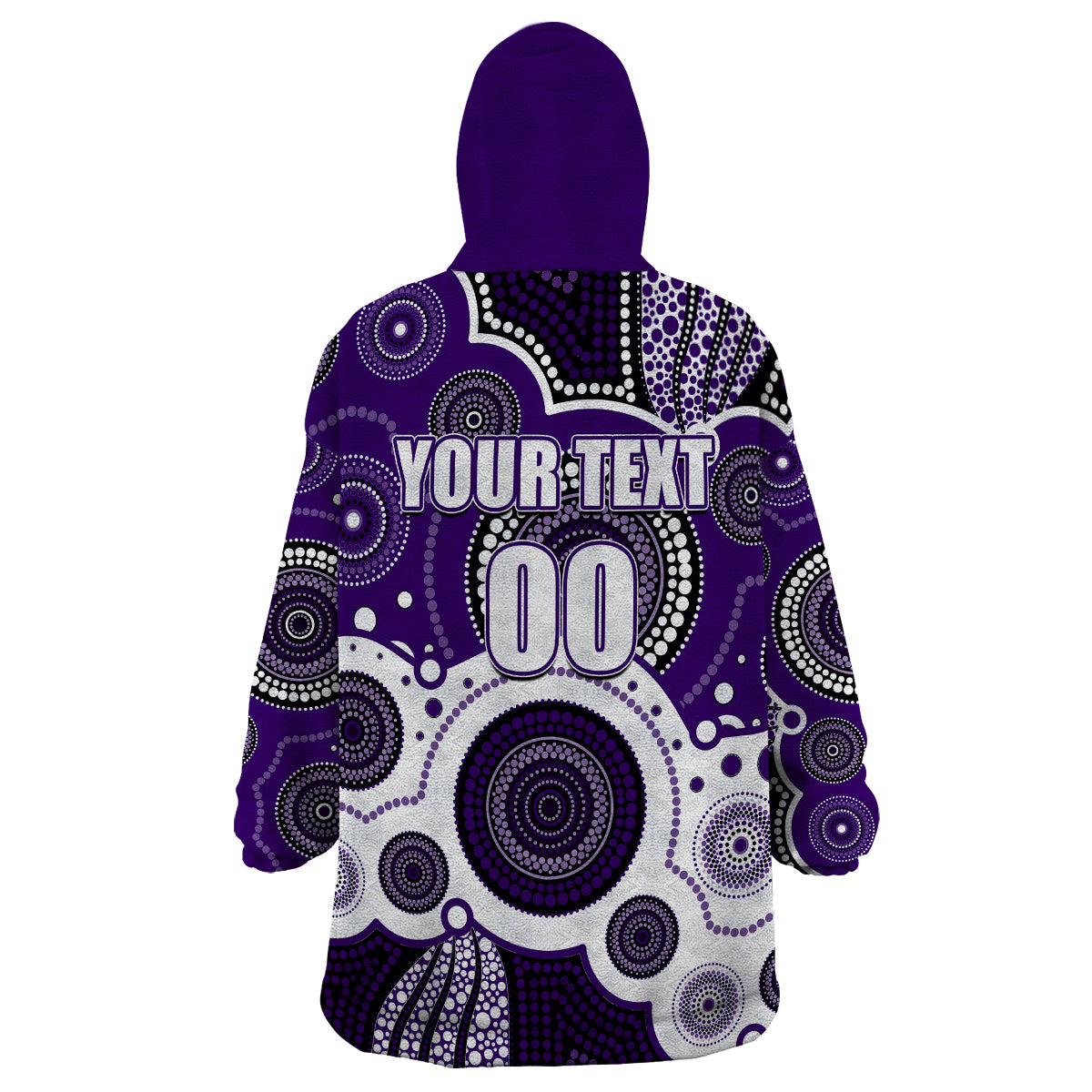 (Custom Personalised And Number) Freo AFL Wearable Blanket Hoodie Aboriginal Patterns - Vibe Hoodie Shop