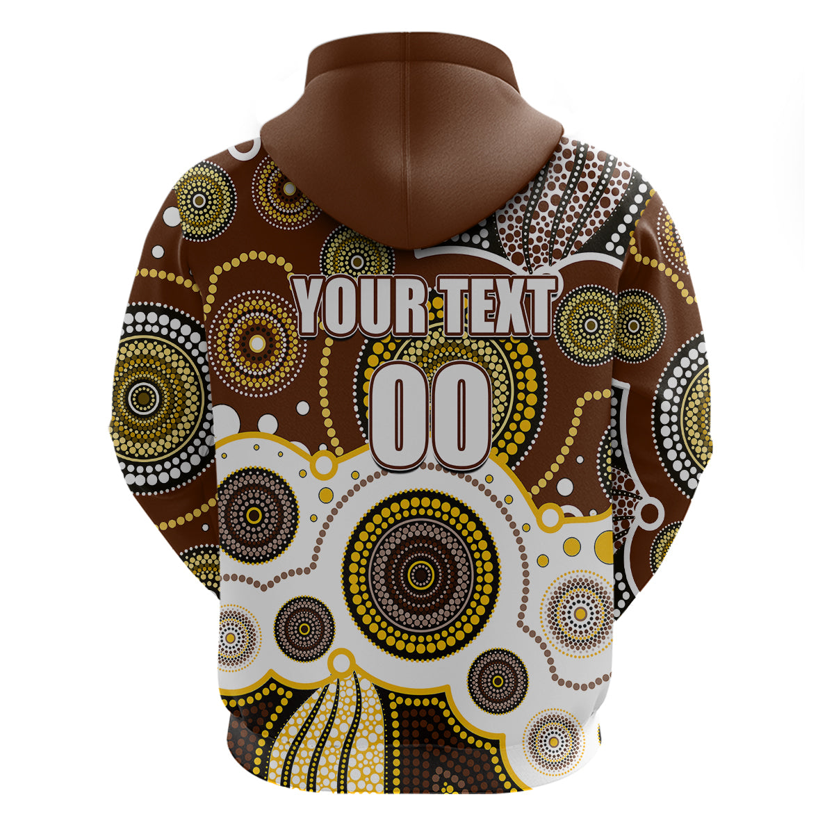 (Custom Personalised And Number) Hawks AFL Hoodie Aboriginal Patterns LT6 - Vibe Hoodie Shop