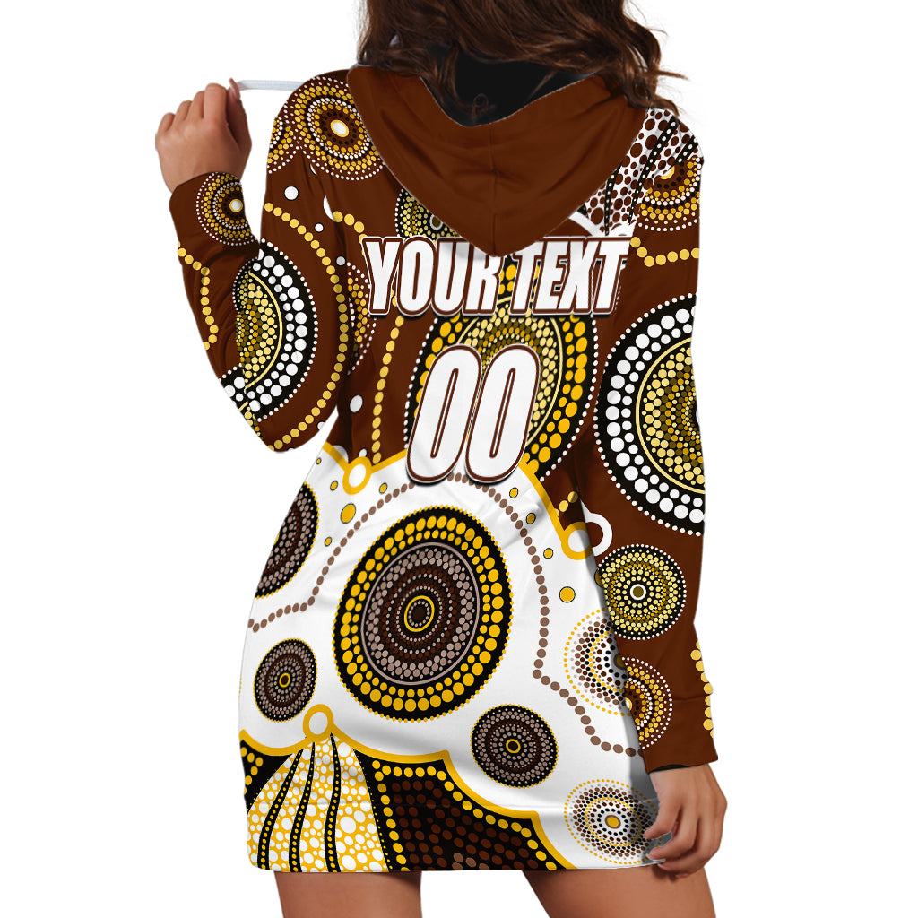 (Custom Personalised And Number) Hawks AFL Hoodie Dress Aboriginal Patterns - Vibe Hoodie Shop