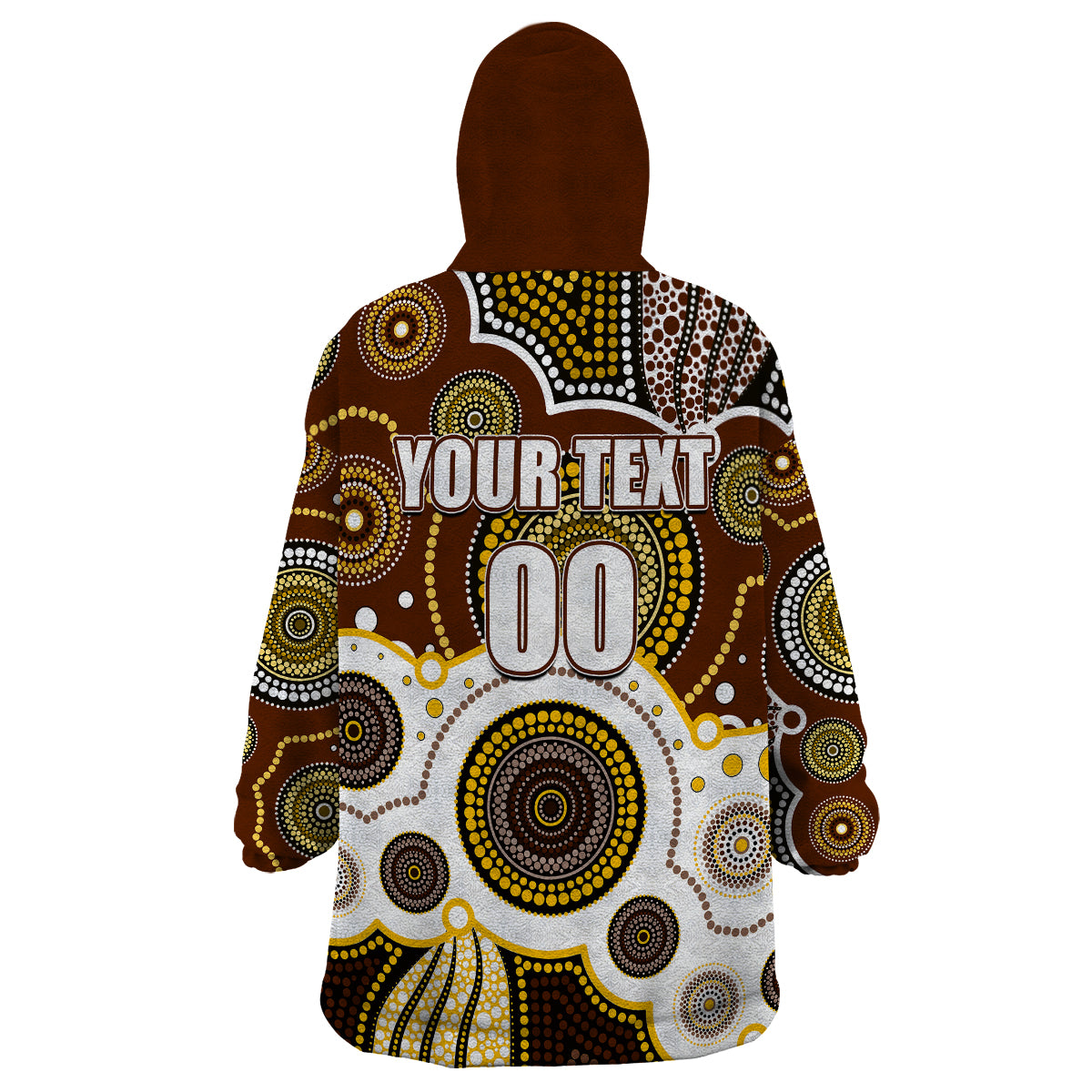 (Custom Personalised And Number) Hawks AFL Wearable Blanket Hoodie Aboriginal Patterns - Vibe Hoodie Shop