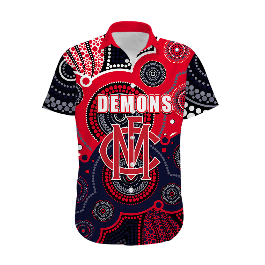 (Custom Personalised And Number) Demons AFL Hawaiian Shirt Aboriginal Patterns - Vibe Hoodie Shop