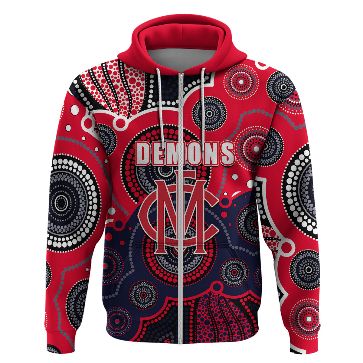 (Custom Personalised And Number) Demons AFL Hoodie Aboriginal Patterns LT6 - Vibe Hoodie Shop