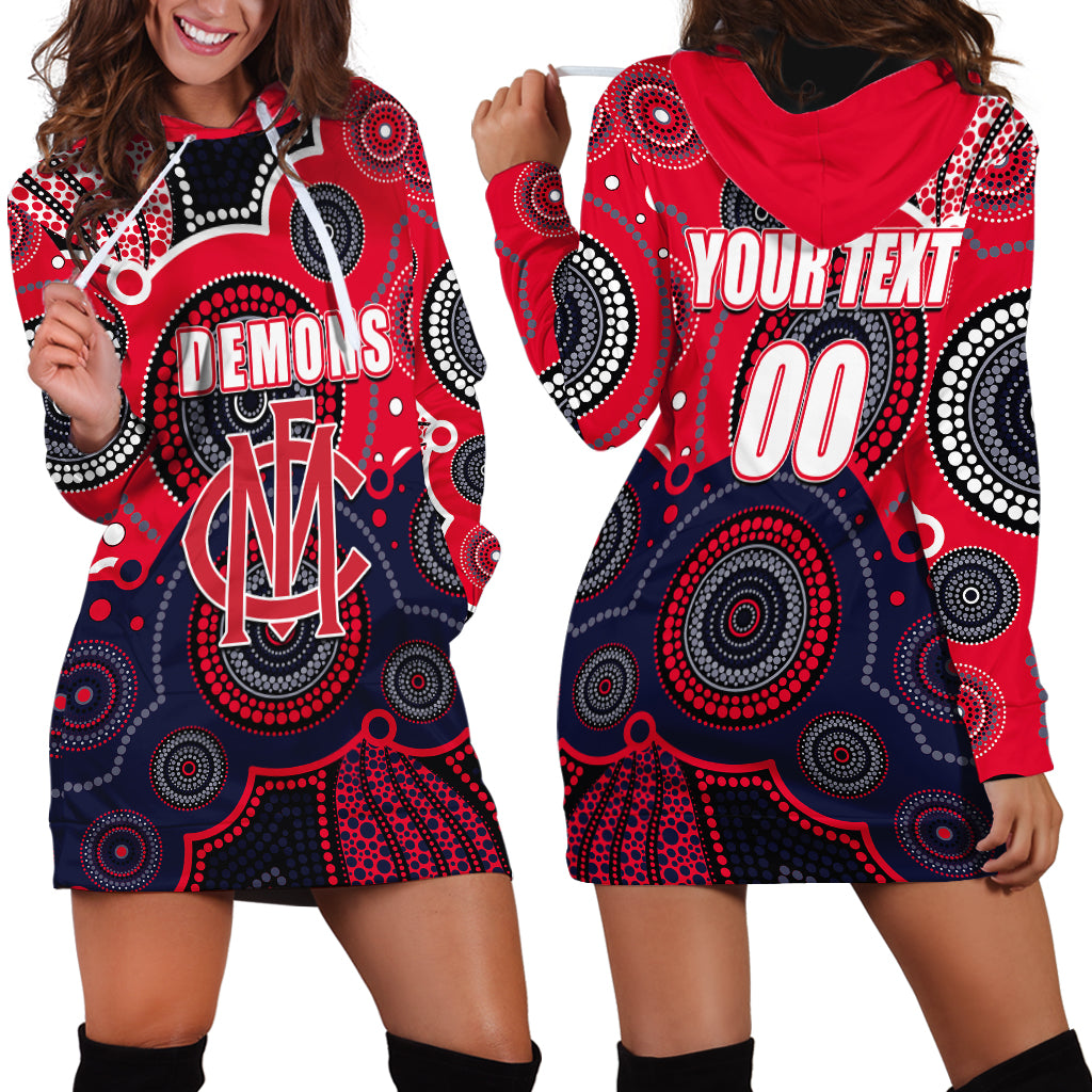 (Custom Personalised And Number) Demons AFL Hoodie Dress Aboriginal Patterns - Vibe Hoodie Shop