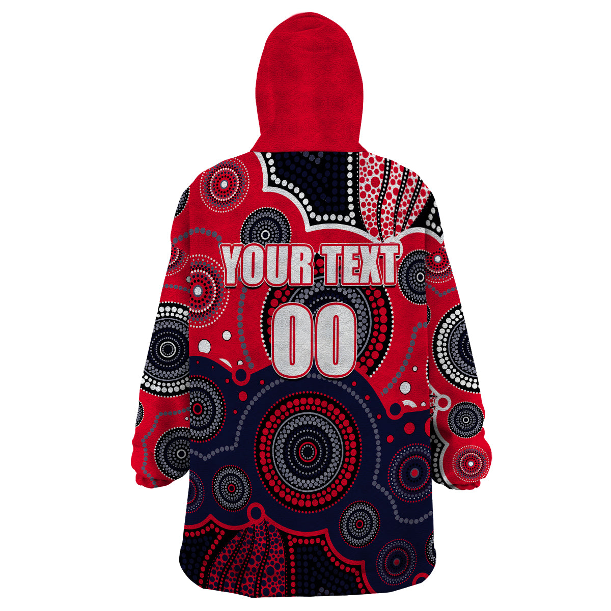 (Custom Personalised And Number) Demons AFL Wearable Blanket Hoodie Aboriginal Patterns - Vibe Hoodie Shop