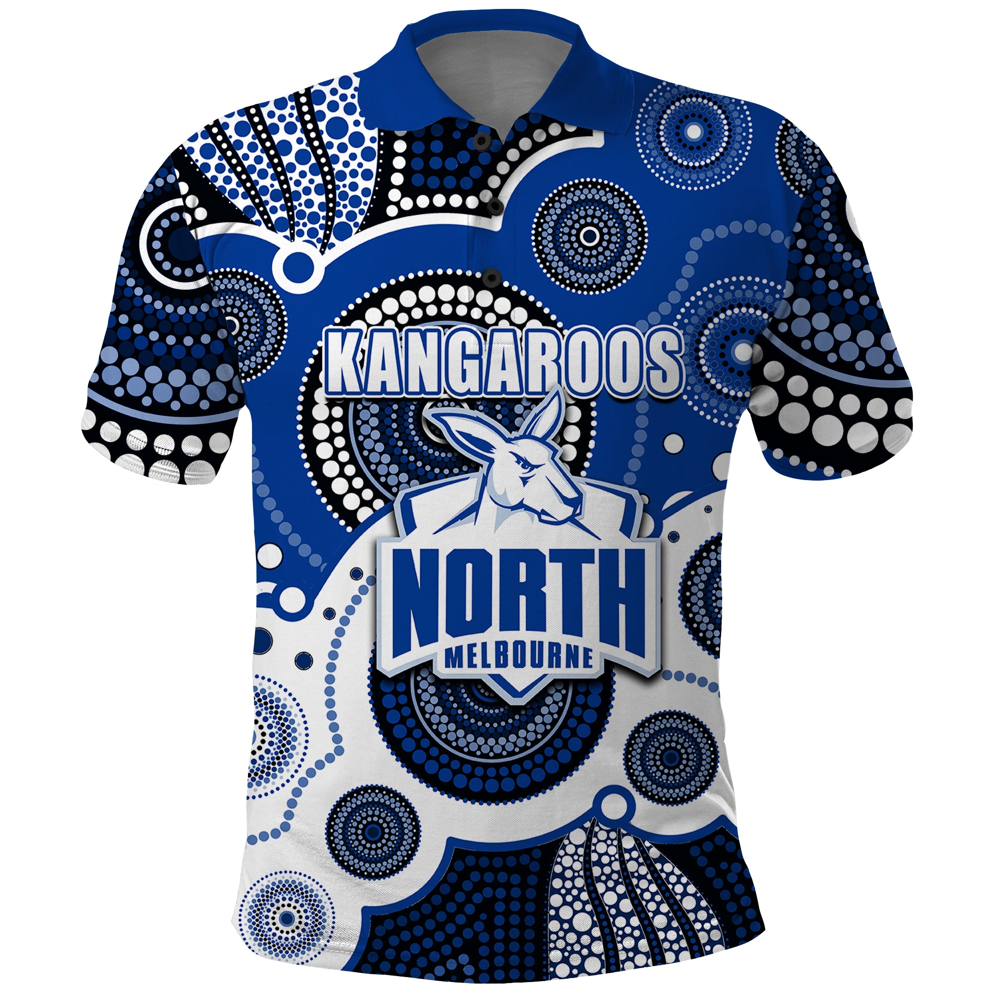 (Custom Personalised And Number) North AFL Polo Shirt Aboriginal Patterns - Vibe Hoodie Shop