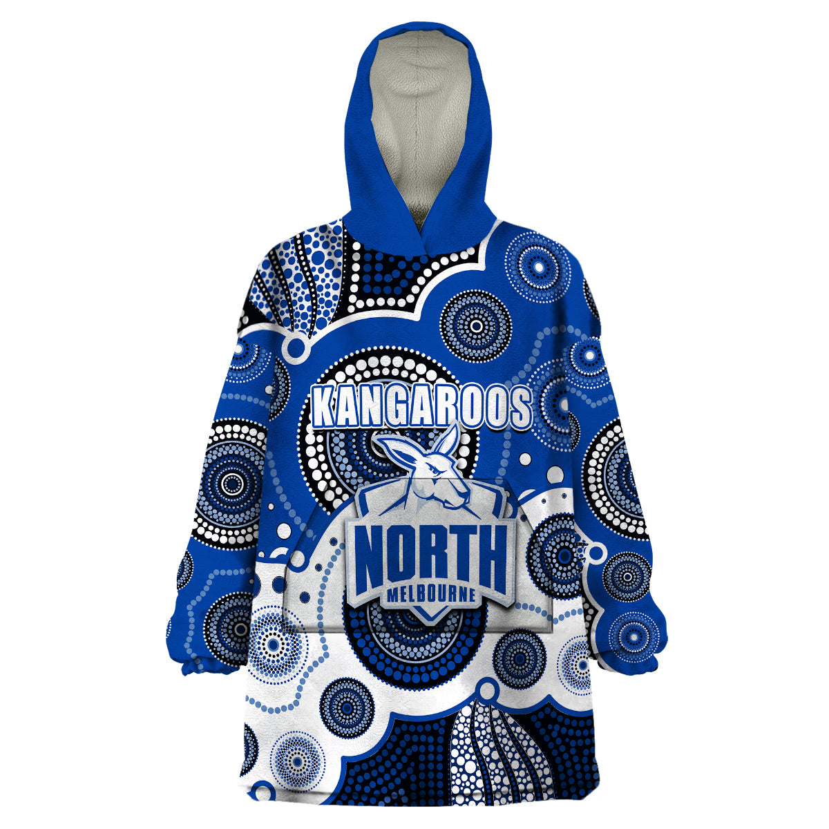 (Custom Personalised And Number) North AFL Wearable Blanket Hoodie Aboriginal Patterns - Vibe Hoodie Shop