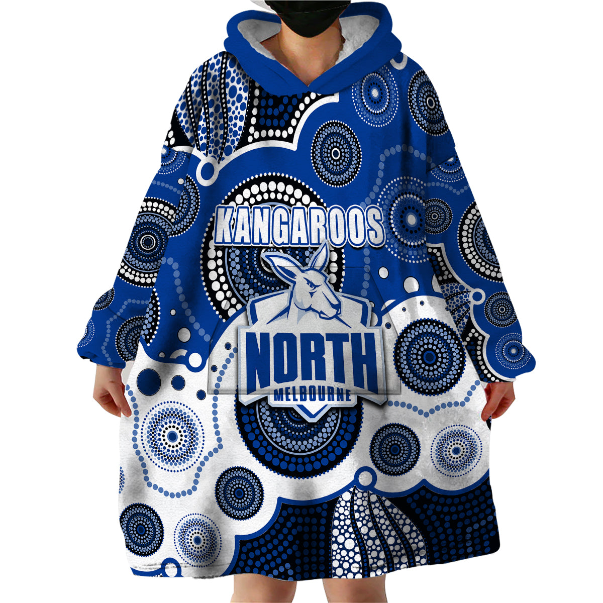 (Custom Personalised And Number) North AFL Wearable Blanket Hoodie Aboriginal Patterns - Vibe Hoodie Shop