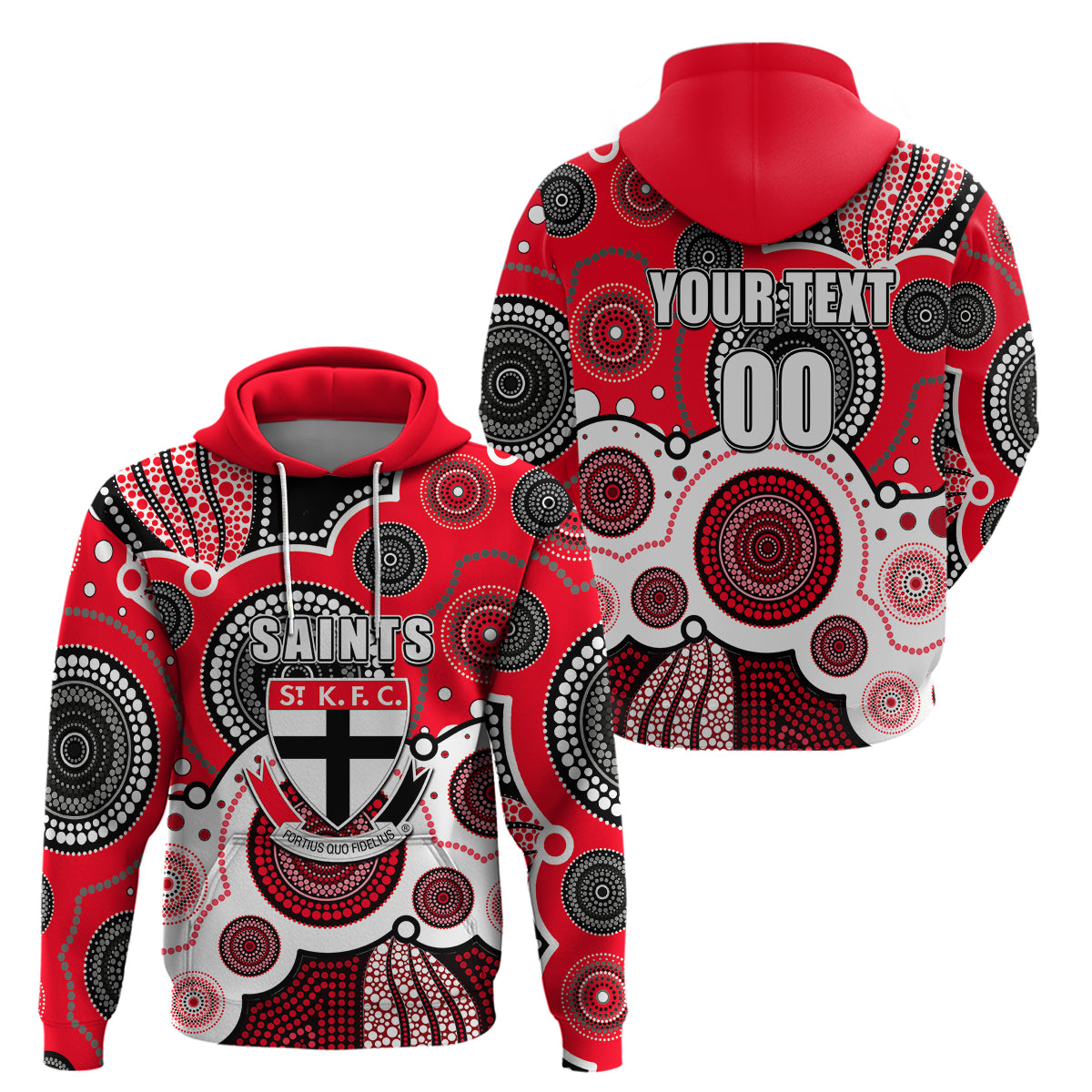 (Custom Personalised And Number) Saints AFL Hoodie Aboriginal Patterns LT6 - Vibe Hoodie Shop