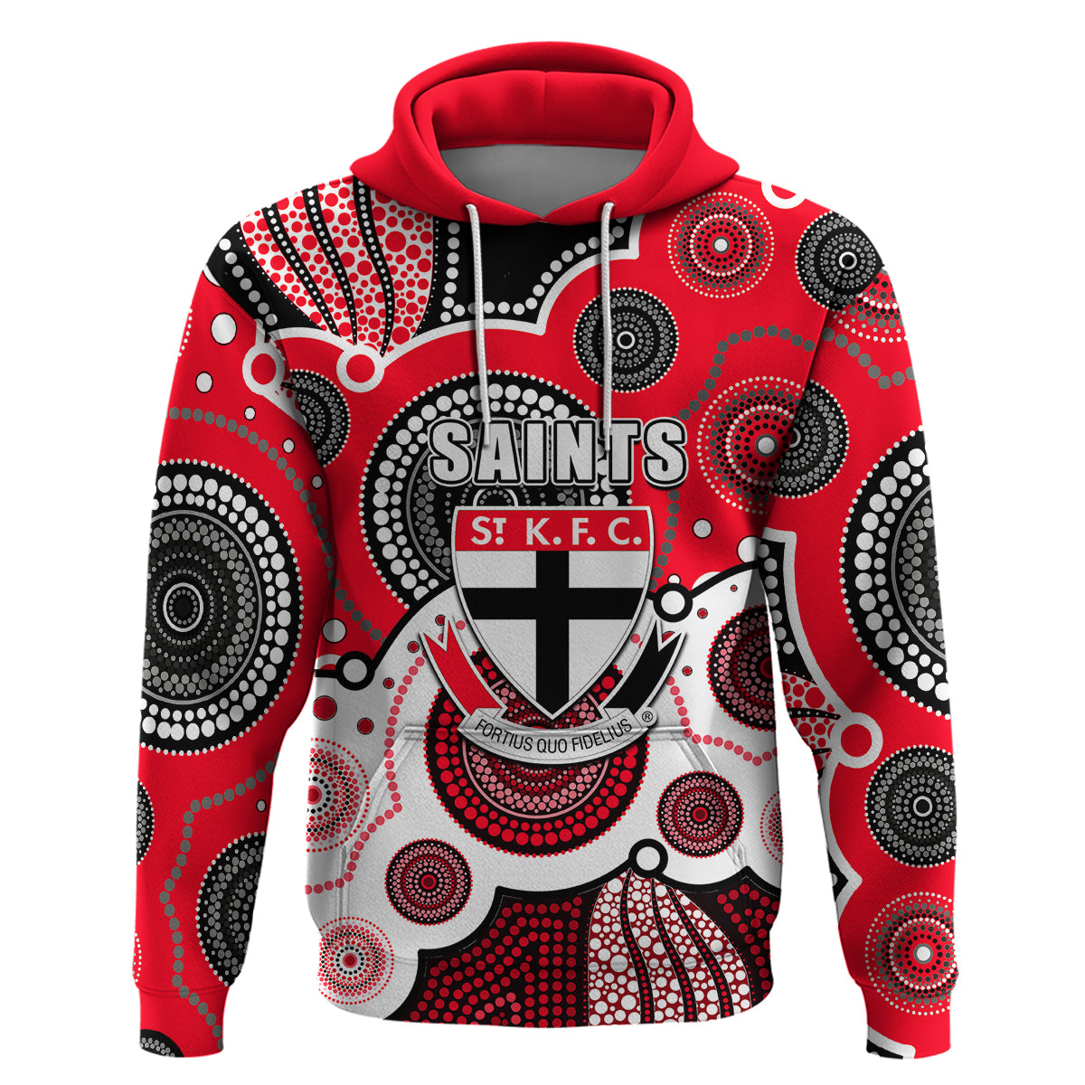 (Custom Personalised And Number) Saints AFL Hoodie Aboriginal Patterns LT6 - Vibe Hoodie Shop
