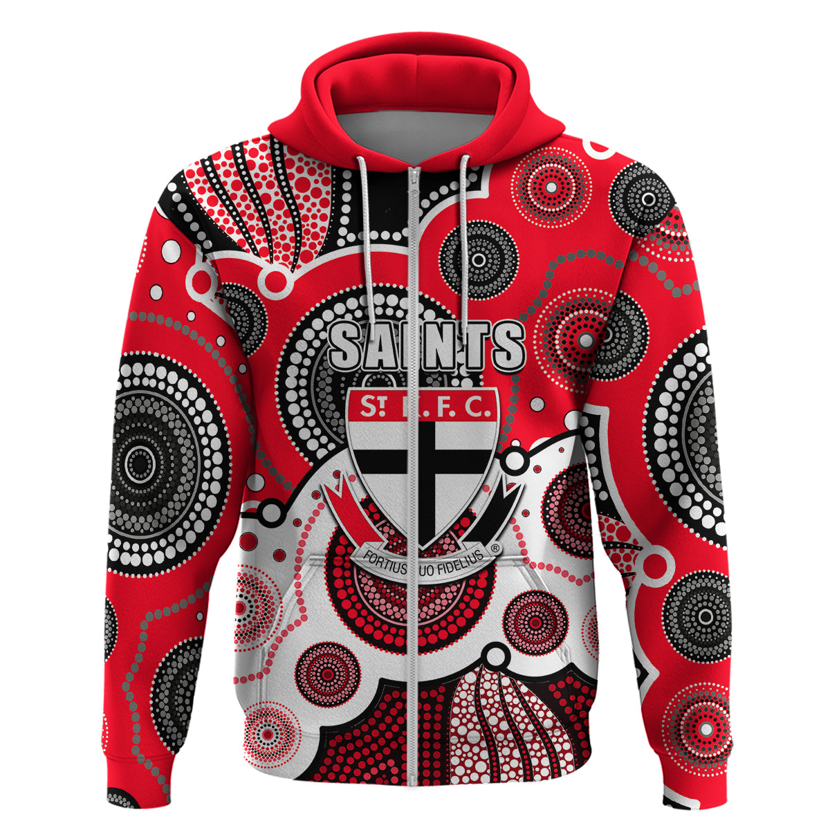 (Custom Personalised And Number) Saints AFL Hoodie Aboriginal Patterns LT6 - Vibe Hoodie Shop