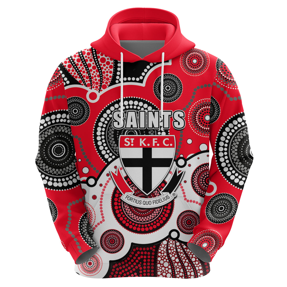 (Custom Personalised And Number) Saints AFL Hoodie Aboriginal Patterns LT6 - Vibe Hoodie Shop