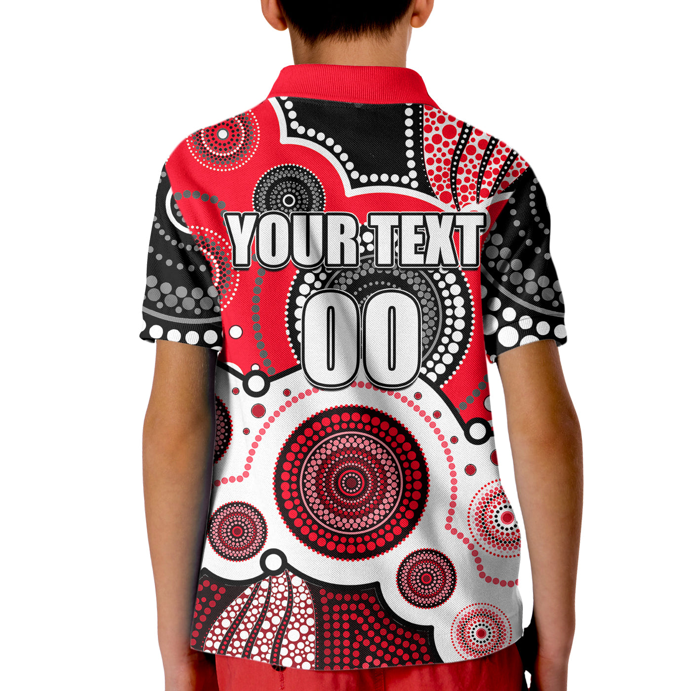 (Custom Personalised And Number) Saints AFL Kid Polo Shirt Aboriginal Patterns - Vibe Hoodie Shop