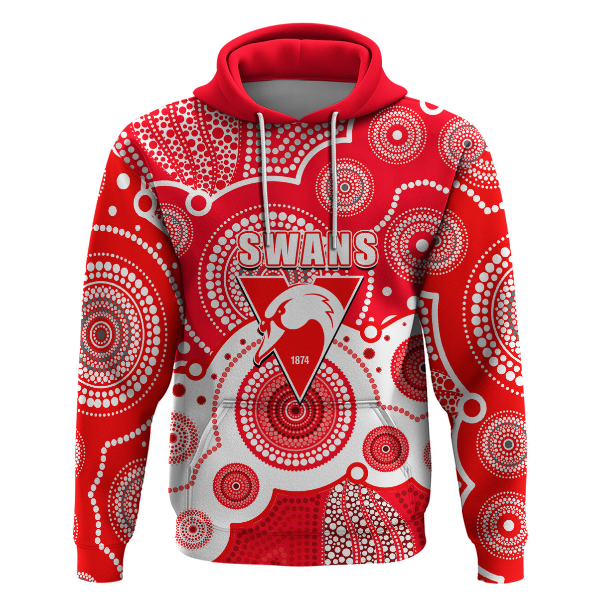 (Custom Personalised And Number) Swans AFL Hoodie Aboriginal Patterns LT6 - Vibe Hoodie Shop
