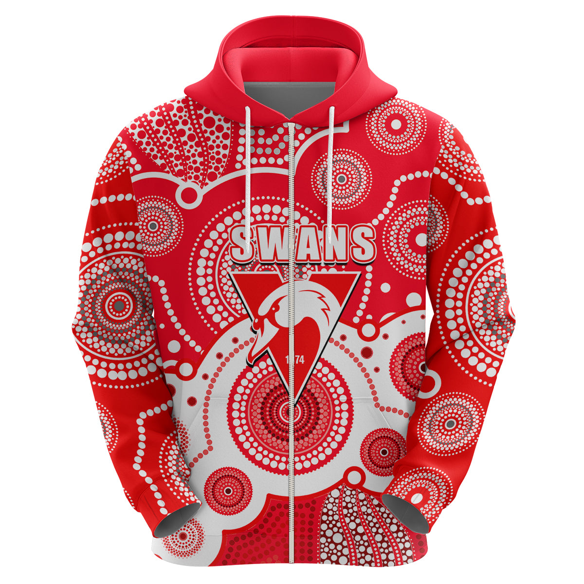 (Custom Personalised And Number) Swans AFL Hoodie Aboriginal Patterns LT6 - Vibe Hoodie Shop
