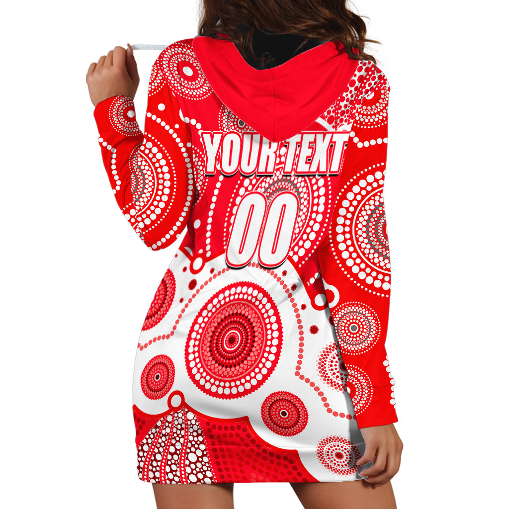 (Custom Personalised And Number) Swans AFL Hoodie Dress Aboriginal Patterns - Vibe Hoodie Shop