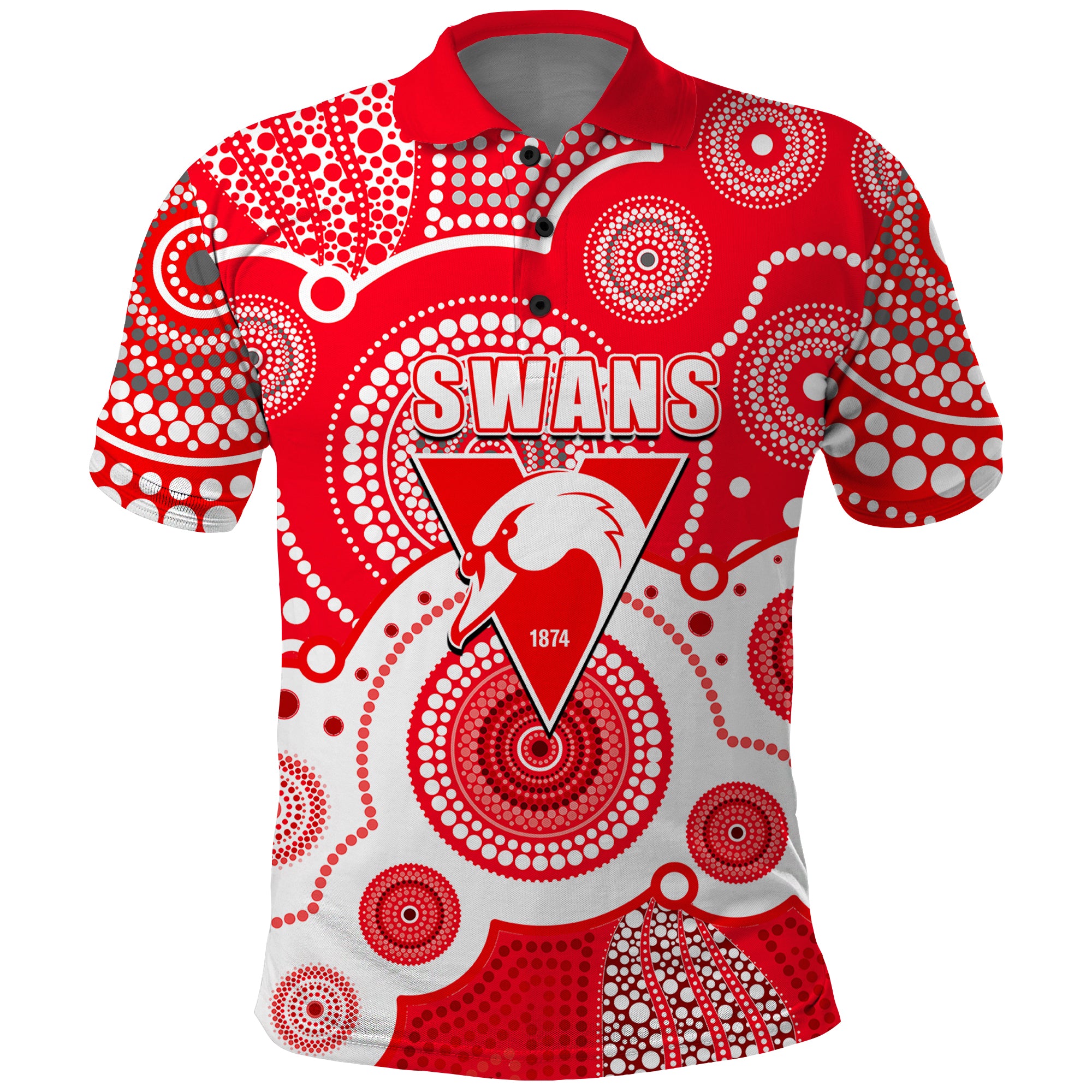 (Custom Personalised And Number) Swans AFL Polo Shirt Aboriginal Patterns - Vibe Hoodie Shop